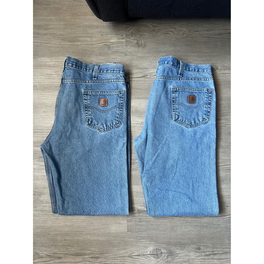 Carhartt Men's Traditional Fit Denim Jeans 2 Pair Cotton Medium Wash Size 38x34